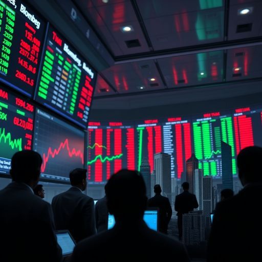 Indian stock market trading floor with digital charts showing volatility during 2026 IPO wave